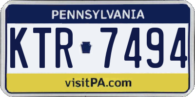 PA license plate KTR7494