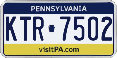 PA license plate KTR7502