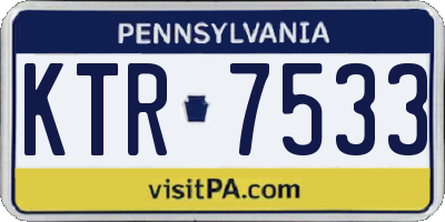 PA license plate KTR7533