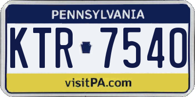 PA license plate KTR7540