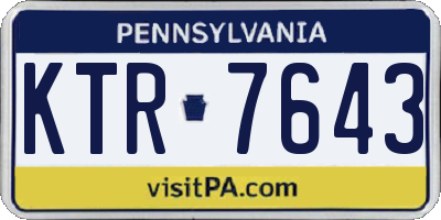 PA license plate KTR7643