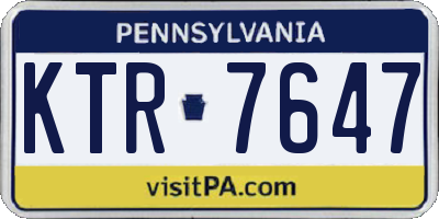 PA license plate KTR7647