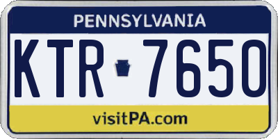 PA license plate KTR7650