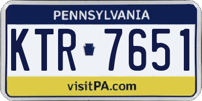 PA license plate KTR7651