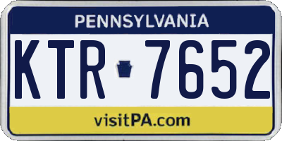 PA license plate KTR7652
