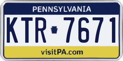 PA license plate KTR7671