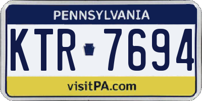 PA license plate KTR7694
