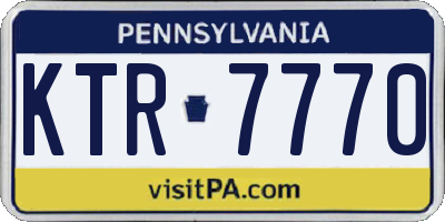 PA license plate KTR7770