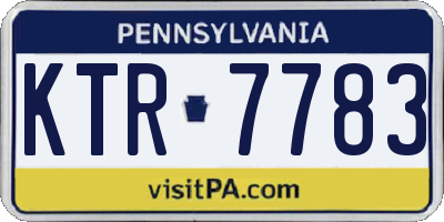 PA license plate KTR7783