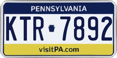 PA license plate KTR7892