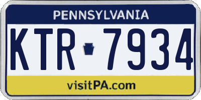 PA license plate KTR7934