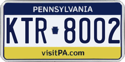 PA license plate KTR8002