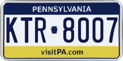 PA license plate KTR8007