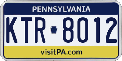 PA license plate KTR8012