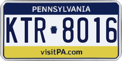 PA license plate KTR8016