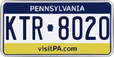 PA license plate KTR8020