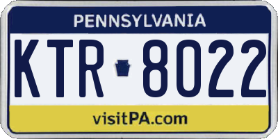 PA license plate KTR8022