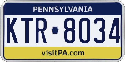 PA license plate KTR8034