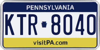 PA license plate KTR8040
