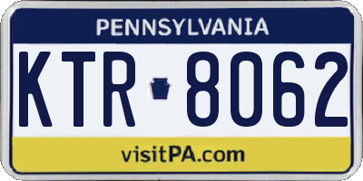 PA license plate KTR8062