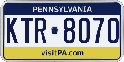 PA license plate KTR8070