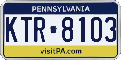 PA license plate KTR8103