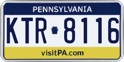 PA license plate KTR8116