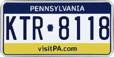 PA license plate KTR8118