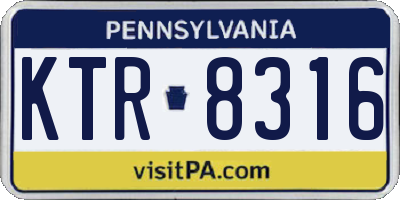 PA license plate KTR8316