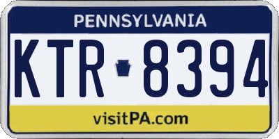 PA license plate KTR8394
