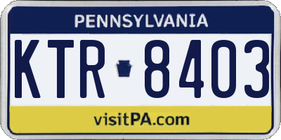 PA license plate KTR8403
