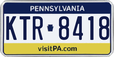 PA license plate KTR8418
