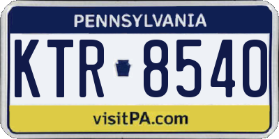PA license plate KTR8540