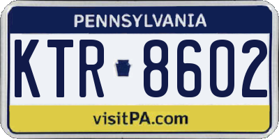 PA license plate KTR8602