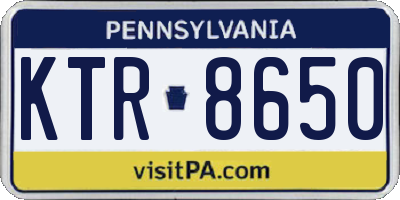 PA license plate KTR8650