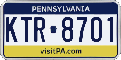 PA license plate KTR8701