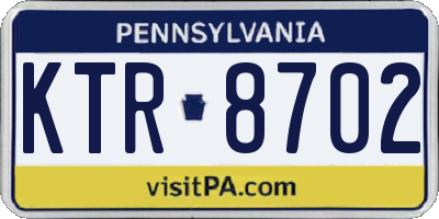 PA license plate KTR8702