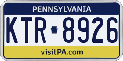 PA license plate KTR8926