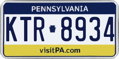 PA license plate KTR8934