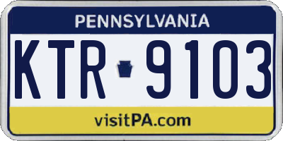 PA license plate KTR9103