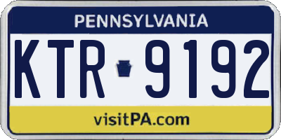 PA license plate KTR9192