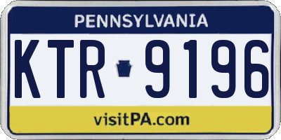 PA license plate KTR9196