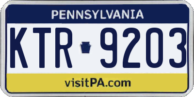 PA license plate KTR9203