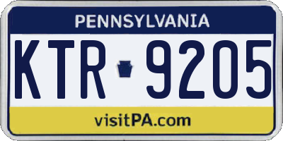 PA license plate KTR9205