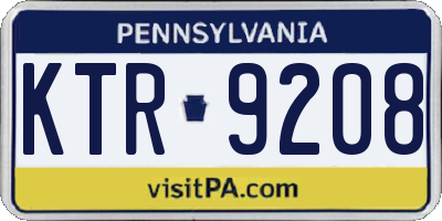 PA license plate KTR9208