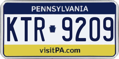 PA license plate KTR9209