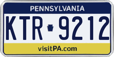 PA license plate KTR9212