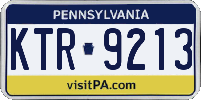PA license plate KTR9213