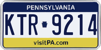 PA license plate KTR9214
