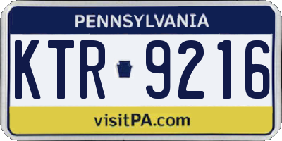 PA license plate KTR9216